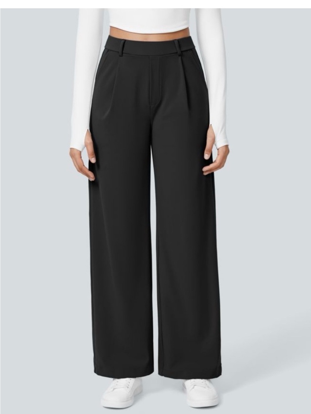 Halara Flex™ DayStretch High Waisted Pocket Straight Leg Work Black Pants medium